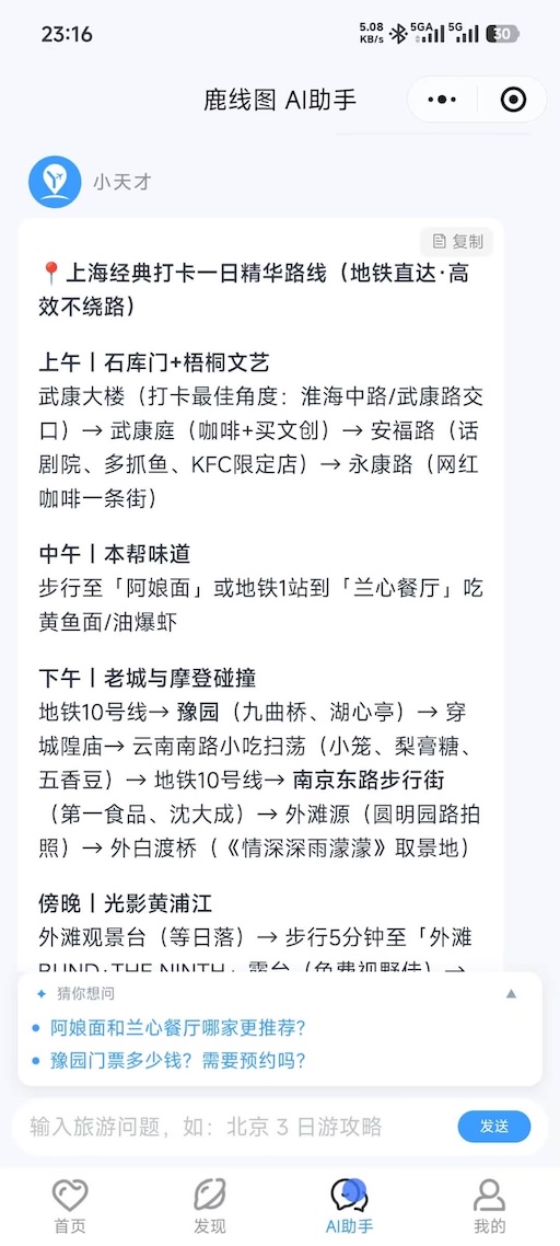 AI 行程结果